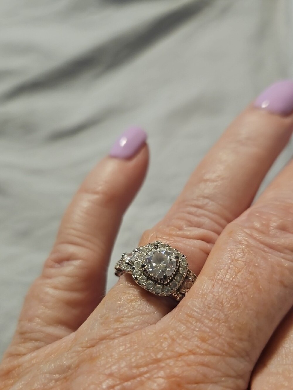 Halo Engagement Ring Set - Silver - Picture 3 of 7